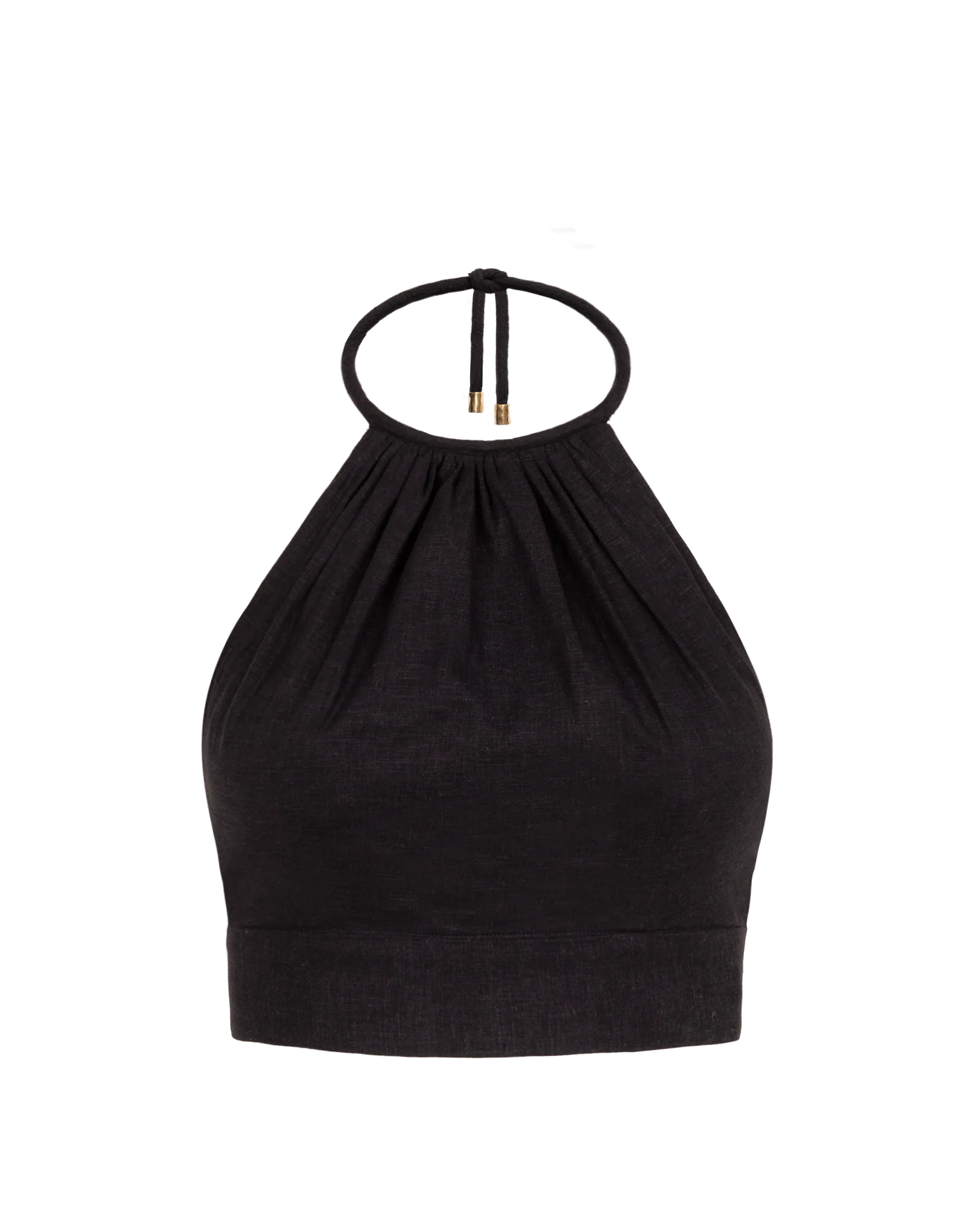 Ibiza High Neck Halter Top - Black