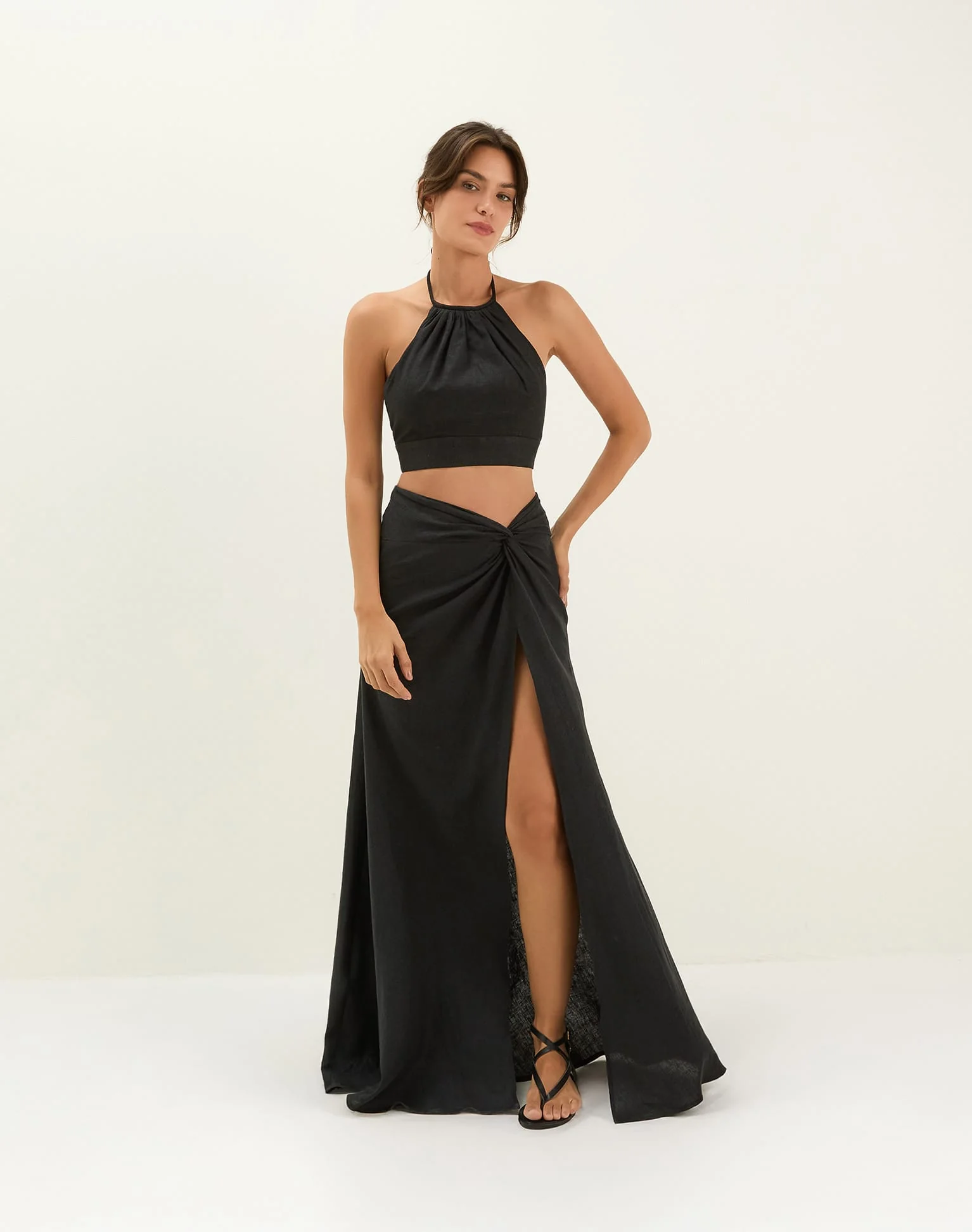Ibiza High Neck Halter Top - Black - Image 2