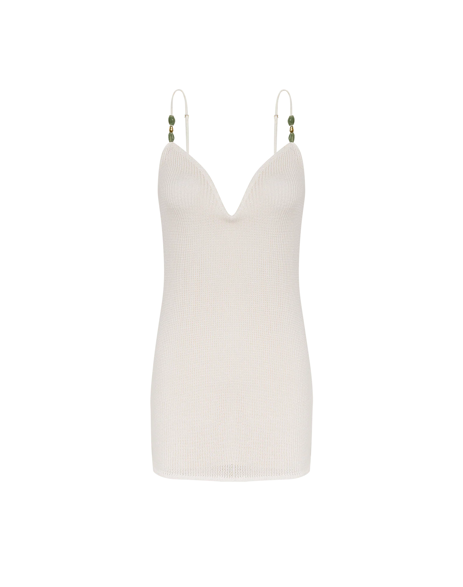 Knit Stone Short Dress - Off White - Image 8